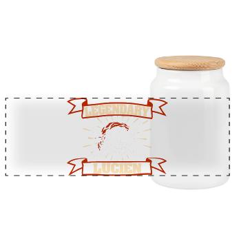 Geschenk für Lucien - Panorama Keksdose mit Holzdeckel - Weiß - Vorne