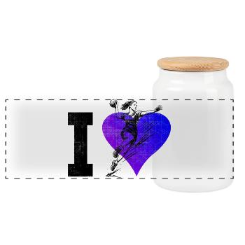 Handball Graphic for Women's Handball - Panoramic Cookie Jar with Wooden Lid - white - Front
