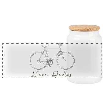 Linienrad : Vélo minimaliste à peine sans roues - Boîte à biscuits avec couvercle en bois - blanc - Devant