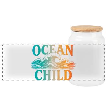 Ocean Child - Panoramic Cookie Jar with Wooden Lid - white - Front