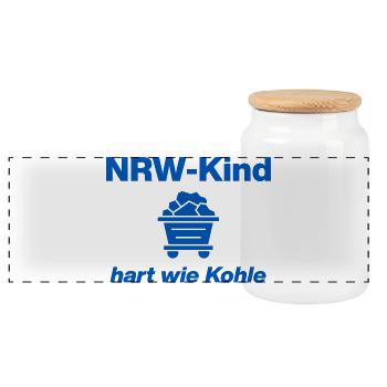 ENFANT NRW : DUR COMME DU CHARBON ! LA CHANCE SUR STEIGER ARRIVE - Boîte à biscuits avec couvercle en bois - blanc - Devant