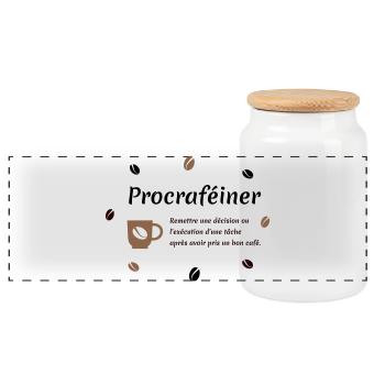 Procrafeinate - Panoramic Cookie Jar with Wooden Lid - white - Front