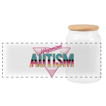 Weaponized Autism - Funny Gen Alpha Memes - Panoramic Cookie Jar with Wooden Lid - white - Front