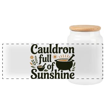 Herbalist Cauldron Full Of Sunshine Professional  - Panoramic Cookie Jar with Wooden Lid - white - Front