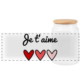 ICH LIEBE DICH. VALENTINSTAG. HERZ. LIEBE. LIEBE - Panorama Keksdose mit Holzdeckel - Weiß - Vorne