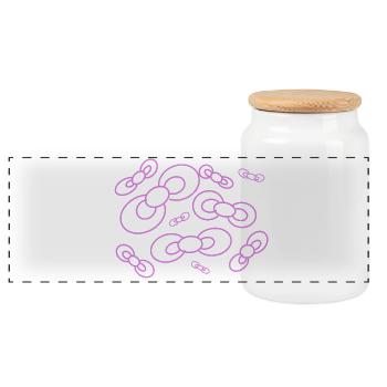 Flowing bows in purple - Panoramic Cookie Jar with Wooden Lid - white - Front
