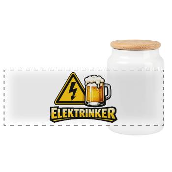 Elektrinker – jeu de mots sur Electrician & Drink - Boîte à biscuits avec couvercle en bois - blanc - Devant