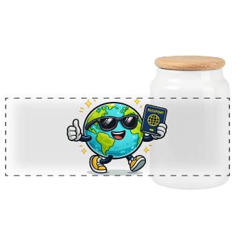 Globe Buddy Passport Adventure - Panoramic Cookie Jar with Wooden Lid - white - Front