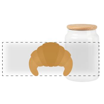 Croissant-Gebäck - Panorama Keksdose mit Holzdeckel - Weiß - Vorne