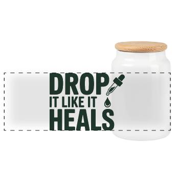 Homeopathy Drop It Like It Heals Professional  - Panoramic Cookie Jar with Wooden Lid - white - Front