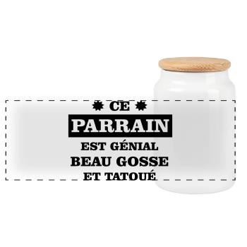 Le parrain beau gosse  - Boîte à biscuits avec couvercle en bois - blanc - Devant