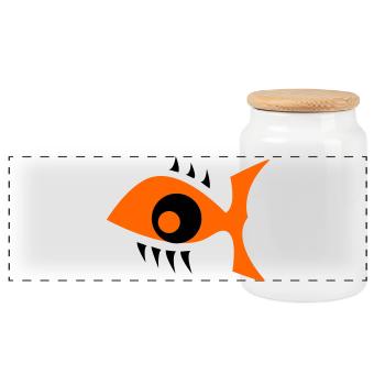 Eye Fish - Augenfisch - Panoramic Cookie Jar with Wooden Lid - white - Front