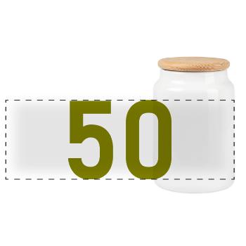 50. 50 YEARS. 50th ANNIVERSARY. 50 YEARS ANNIVERSARY. - Panoramic Cookie Jar with Wooden Lid - white - Front