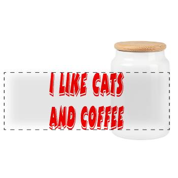 feline - Panoramic Cookie Jar with Wooden Lid - white - Front