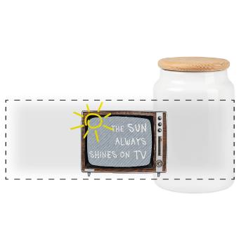 The Sun Always Shines on TV – Retro Saying - Panoramic Cookie Jar with Wooden Lid - white - Front