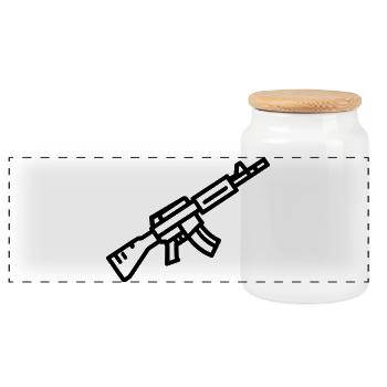 gun - Panoramic Cookie Jar with Wooden Lid - white - Front