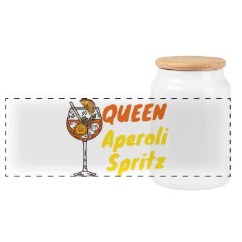 Aperoli Queen – Été, Spritz & Fun - Boîte à biscuits avec couvercle en bois - blanc - Devant