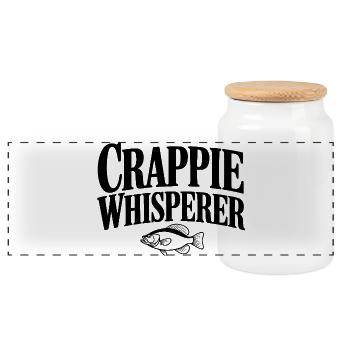 Crappie Whisperer - Panoramic Cookie Jar with Wooden Lid - white - Front