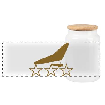 Insigne Deltaplane Or et Étoiles - Boîte à biscuits avec couvercle en bois - blanc - Devant