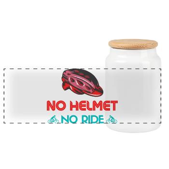 Motif vélo sans casque - Boîte à biscuits avec couvercle en bois - blanc - Devant