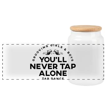 You Will Never Tap Alone – Tap Dance / Tapptanz S - Panoramic Cookie Jar with Wooden Lid - white - Front