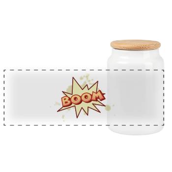 Boom! – Retro Comic Cartoon in Halftone Style - Panoramic Cookie Jar with Wooden Lid - white - Front