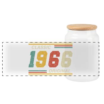 1966 - Classic original - Panorama Keksdose mit Holzdeckel - Weiß - Vorne