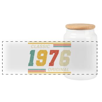 1976 - Classic original - Panorama Keksdose mit Holzdeckel - Weiß - Vorne