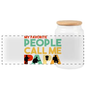 Mes personnes préférées m’appellent Papa Guitar acoustique - Boîte à biscuits avec couvercle en bois - blanc - Devant