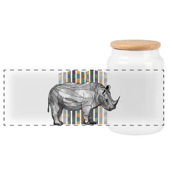 rhinocéros - Boîte à biscuits avec couvercle en bois - blanc - Devant
