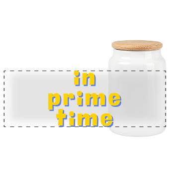 In Prime Time Retro 3D Typografie - Panorama Keksdose mit Holzdeckel - Weiß - Vorne