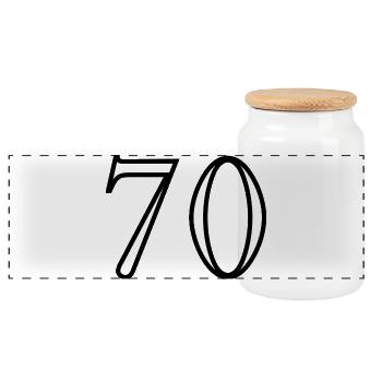 70. 70 JAHRE. 70-JÄHRIGES JUBILÄUM. 70-JÄHRIGES JUBILÄUM. - Panorama Keksdose mit Holzdeckel - Weiß - Vorne
