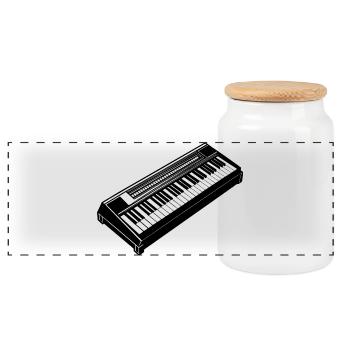 Electronic Keyboard - Panoramic Cookie Jar with Wooden Lid - white - Front