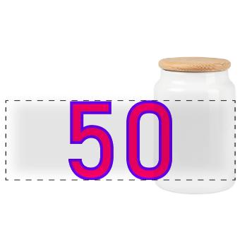 50. 50 YEARS. 50th ANNIVERSARY. 50 YEARS ANNIVERSARY. - Panoramic Cookie Jar with Wooden Lid - white - Front