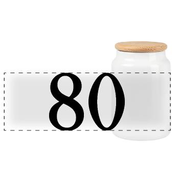 80. 80 JAHRE. 80. JUBILÄUM. 80-JAHRES-JUBILÄUM. - Panorama Keksdose mit Holzdeckel - Weiß - Vorne