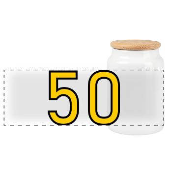 50. 50 YEARS. 50th ANNIVERSARY. 50 YEARS ANNIVERSARY. - Panoramic Cookie Jar with Wooden Lid - white - Front
