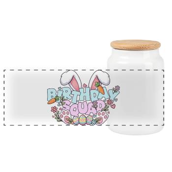 Geburtstagsgruppe Frohen Ostersonntag Hase und Hase - Panorama Keksdose mit Holzdeckel - Weiß - Vorne