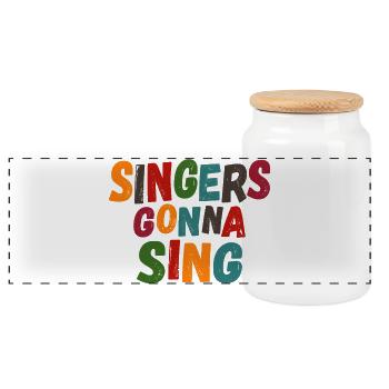 Singers gonna sing - Panorama Keksdose mit Holzdeckel - Weiß - Vorne