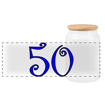 50. 50 YEARS. 50th ANNIVERSARY. 50 YEARS ANNIVERSARY. - Panoramic Cookie Jar with Wooden Lid - white - Front