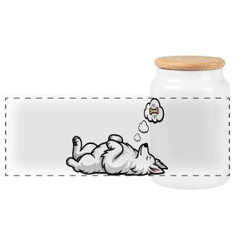 Chiens bergers blancs bergers - Boîte à biscuits avec couvercle en bois - blanc - Devant