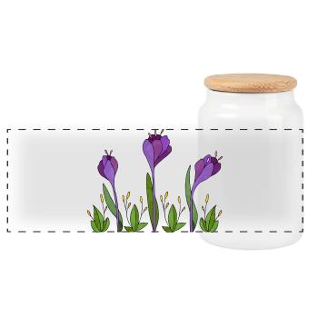 Blumen - Panorama Keksdose mit Holzdeckel - Weiß - Vorne