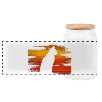 Lynx Cat Retro Wildcat Design Nature Friend - Panoramic Cookie Jar with Wooden Lid - white - Front