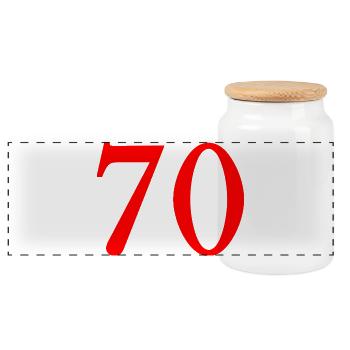 70. 70 JAHRE. 70-JÄHRIGES JUBILÄUM. 70-JÄHRIGES JUBILÄUM. - Panorama Keksdose mit Holzdeckel - Weiß - Vorne