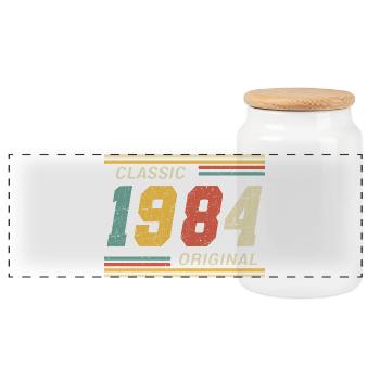 Classic 1984 original 1984 - Panoramic Cookie Jar with Wooden Lid - white - Front