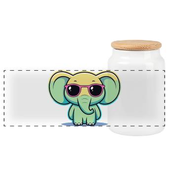 Pastell-Elefantenrosa Brille - Panorama Keksdose mit Holzdeckel - Weiß - Vorne