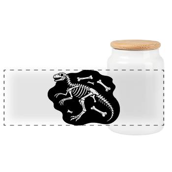 Os de dinosaure - Boîte à biscuits avec couvercle en bois - blanc - Devant