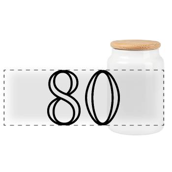 80. 80 ANS. 80e ANNIVERSAIRE. ANNIVERSAIRE 80 ANS. - Boîte à biscuits avec couvercle en bois - blanc - Devant
