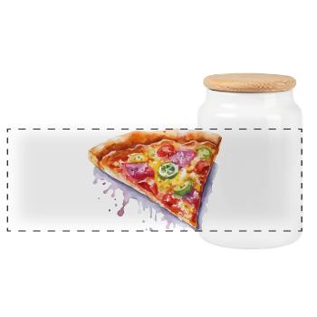 Pizza - Boîte à biscuits avec couvercle en bois - blanc - Devant