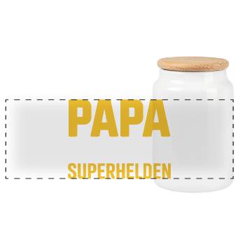 Papa Level Experte Gamer Spruch Zocken Gaming - Panorama Keksdose mit Holzdeckel - Weiß - Vorne