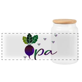 Vegetable Garden Grandpa - Panoramic Cookie Jar with Wooden Lid - white - Front
